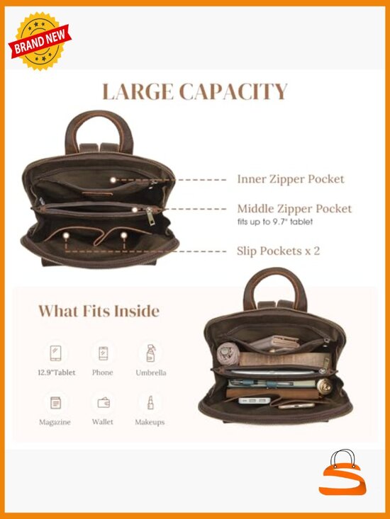Small Leather Backpack Purse Vintage Casual Daypack Travel Rucksack Handbag main image 6